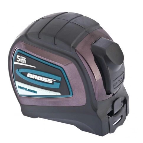 Рулетка Doppelhaken 5м х25 мм,двухсторонний зацеп, двухст.шкала, нейлон.покр., автоматич. Gross фото 1