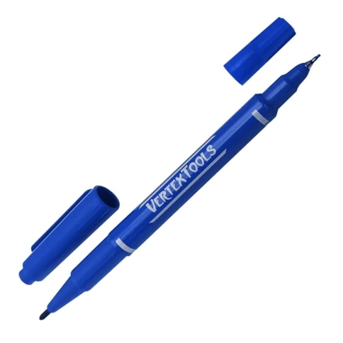 Маркер строительный двухсторонний, синий фото 1