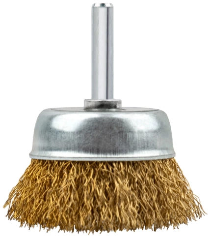 Корщетка-чашка, со штифтом, стальн.латунир.волнист.проволока фото 7