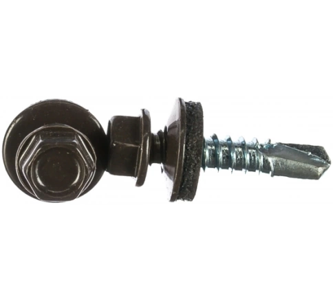 Саморез кровельный, 5,5х19 серо-коричневый RAL8019 250 шт фото 5