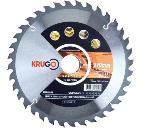 Диск пильный по дереву 210х2,4/1,6х36Тх30 мм KRUGO фото 1
