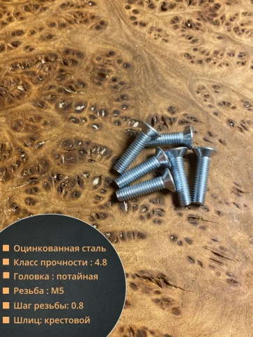 Винт потайной оцинкованный 5х20 DIN965, 10 шт. фото 2