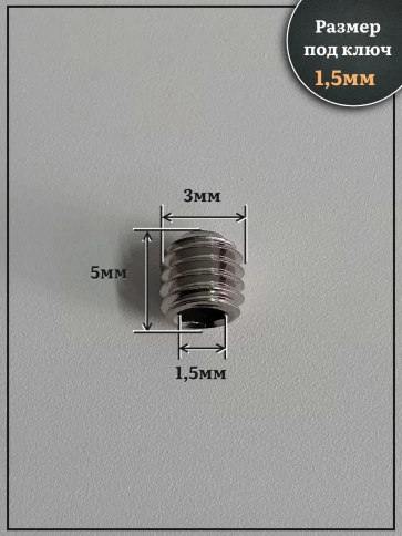 Винт установочный нержавеющий 3х5 DIN913 (гужон) фото 2