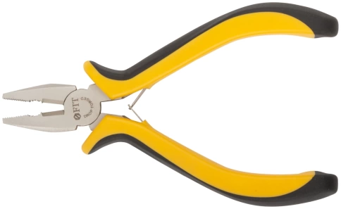 Плоскогубцы комбинированные мини Профи, черно-желтые мягкие ручки, никелированное покрытие 125 мм фото 4