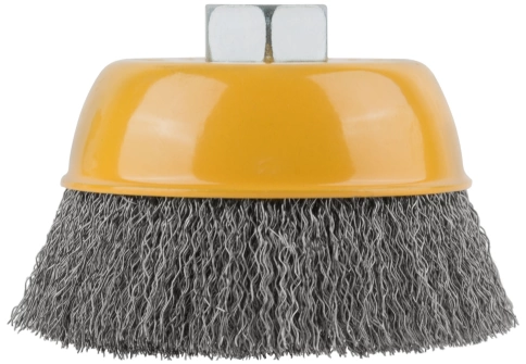 Корщетка-чашка, гайка М14, волнистая проволока, нерж.сталь 100 мм фото 2