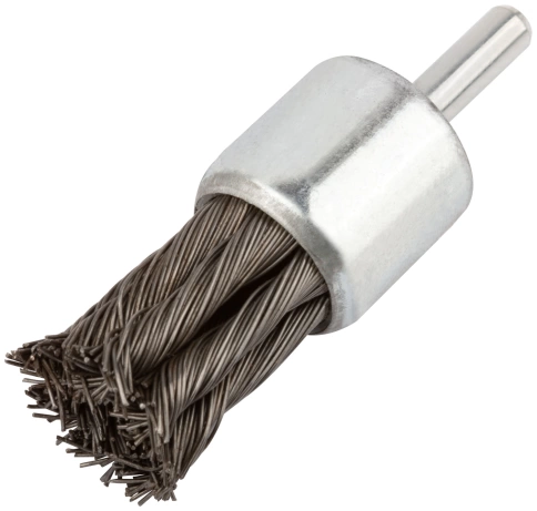 Корщетка-венчик, со штифтом, витая стальная проволока 28 мм фото 2