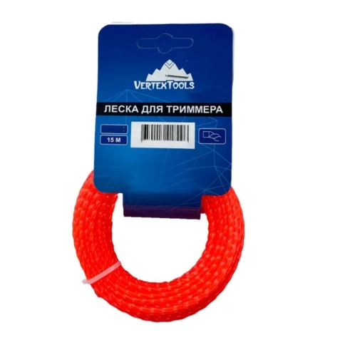 Леска для триммера витой квадрат 2,4мм V 15м  VERTEX фото 1