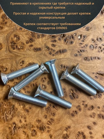 Винт потайной оцинкованный 6х30 DIN965, 10 шт. фото 4