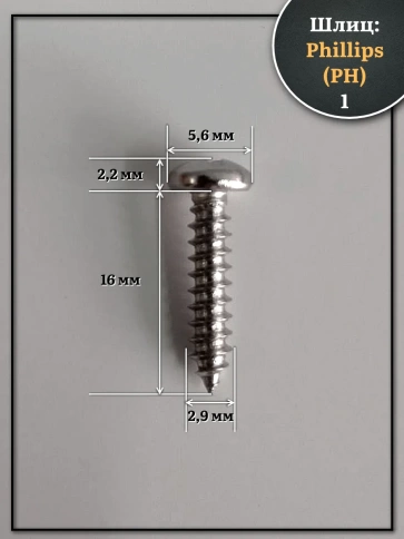 Саморез нержавеющий полукруглая гол. 2,9х16 DIN7981 , 50 шт. фото 2