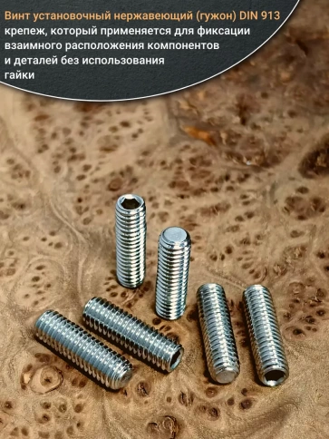 Винт установочный нержавеющий М8х16 DIN913 (гужон), 10 шт. фото 4