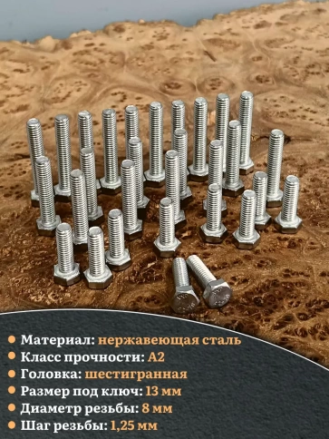 Болты нержавеющие М8 20,30,35 мм DIN933 (по 10 шт) фото 4