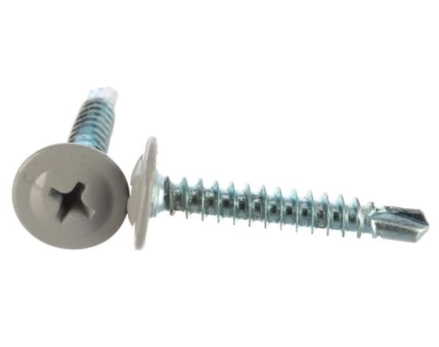 Саморез с прессшайбой 4,2х16 острый RAL7004 (серый), 50 шт. фото 5