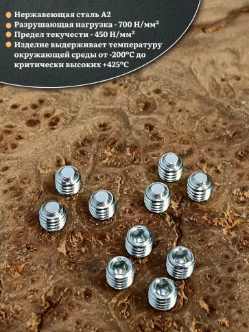 Винт установочный нержавеющий М5х5 DIN913 (гужон), 10 шт. фото 3