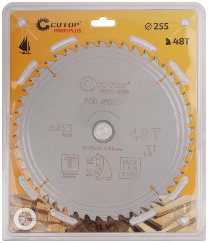 Диск пильный по дереву с тефл.покр.48Т CUTOP Profi Plus/2,6х32/30/25,4/20 мм фото 2