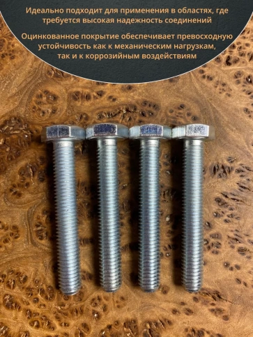 Болт высокопрочный оцинкованный М10х65 к.п.8.8 DIN933(10 шт) фото 4