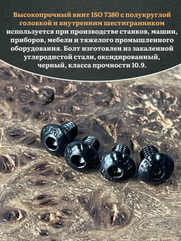 Винт чёрный 4х5 ISO 7380 под шестигранник к.п.10.9 фото 4