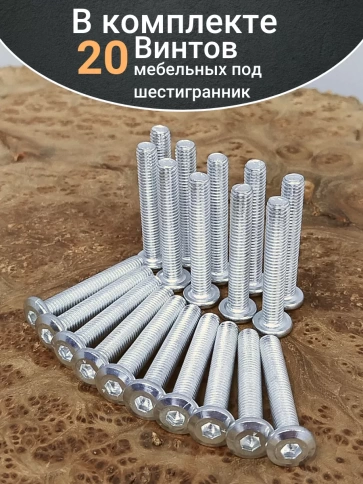 Винт мебельный 6х55 плоский под шестигранник DIN7420,20 шт фото 4