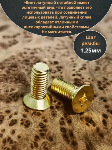 Винт 8х20 латунный потайной DIN965,10 шт фото 3