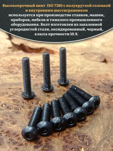 Винт чёрный 5х25 ISO 7380 под шестигранник к.п.10.9 фото 8