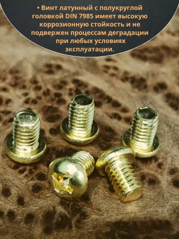 Винт 6х8  латунный с полукруглой гол. DIN7985,10 шт фото 3