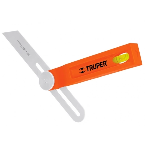 Угольник складной 20 см встроенный уровень полотно из нержавеющей стали, пластиковая рукоять фото 1