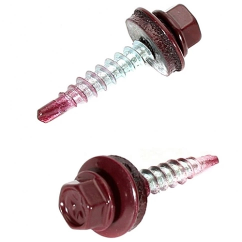 Саморез кровельный, 4,8х50/51 винно-красный RAL3005 1000 шт фото 5