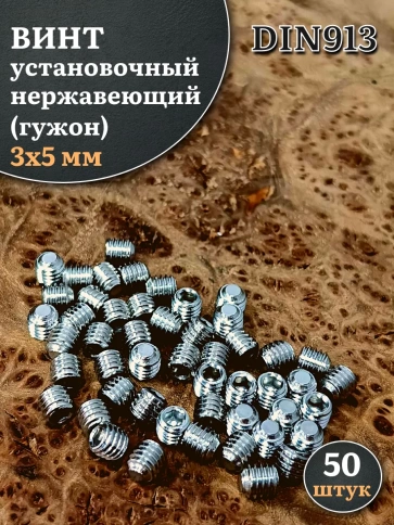 Винт установочный нержавеющий 3х5 DIN913 (гужон) фото 1
