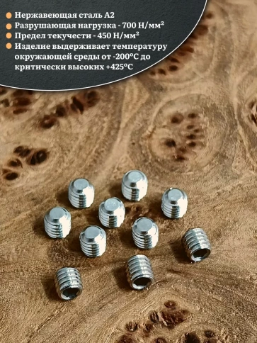 Винт установочный нержавеющий 4х5 DIN913 (гужон) фото 8