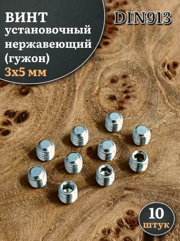 Винт установочный нержавеющий 3х5 DIN913 (гужон) фото 6