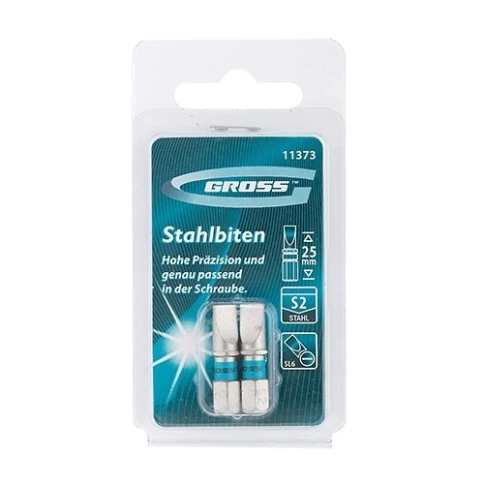 Набор бит SL6,0х25 мм, сталь S2 2шт Gross фото 1