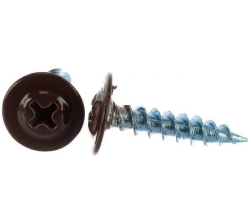Саморез с прессшайбой 4,2х13 острый RAL8017 (темно-коричн), 50 шт.  фото 5
