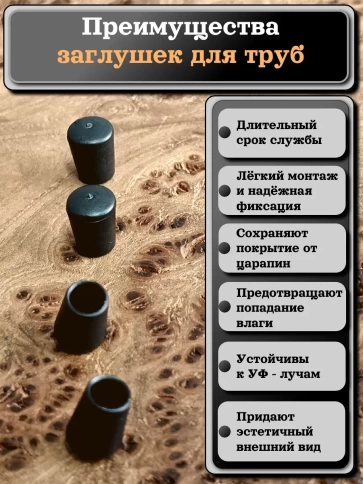 Заглушка для труб наружная круглая d 4 мм черная фото 3