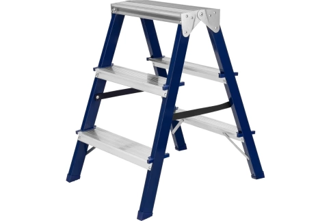 Стремянка 3 ступени двухсторонняя, стальная Сибртех фото 1