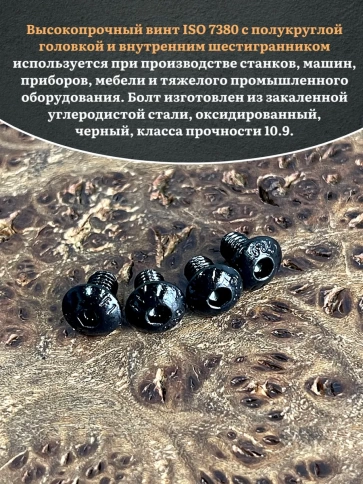 Винт чёрный 4х6 ISO 7380 под шестигранник к.п.10.9 фото 4