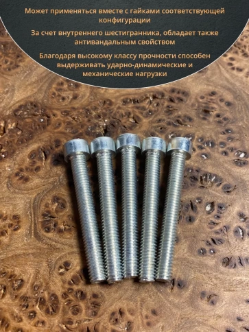 Винт под шестигранник ПР 6х45 мм ОЦ к.п.8.8 DIN912,  10 шт. фото 5