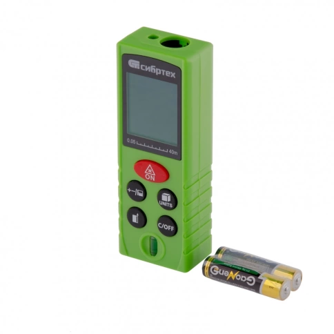 Дальномер лазерный с пузырьковым уровнем РМ-40 диапазон 40 м Сибртех фото 1