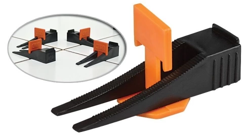 Система выравнивания плитки (СВП). комплект:зажимы. клинья 40/40 шт толщина шва 1,5 мм фото 1