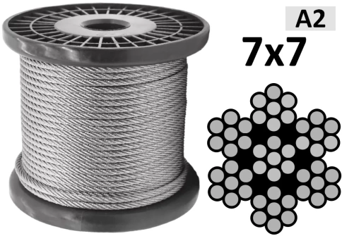Трос для растяжки 7/7 D2 нержавеющая сталь А2 DIN3055 фото 1