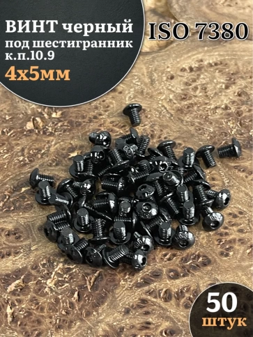 Винт чёрный 4х5 ISO 7380 под шестигранник к.п.10.9 фото 1