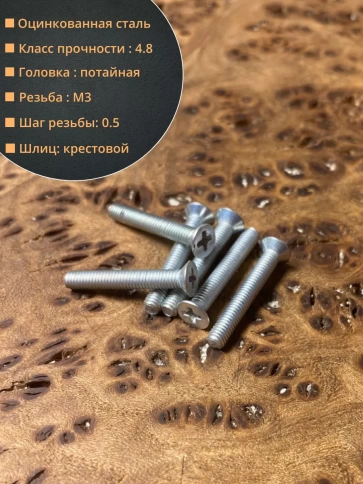 Винт потайной оцинкованный 3х20 DIN965, 100 шт. фото 2