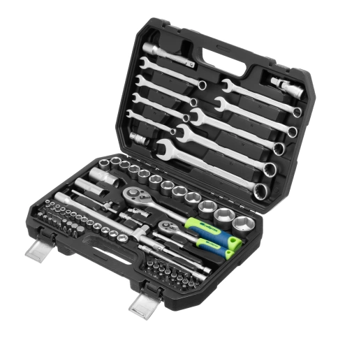 Набор инструментов 82 предмета 1/2 1/4 пластиковый кейс Сибртех фото 1