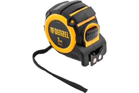 Рулетка магнитн.зацеп  двухст.шкала нейлон.покр. автоматич. 5м х 32 мм Denzel фото 1