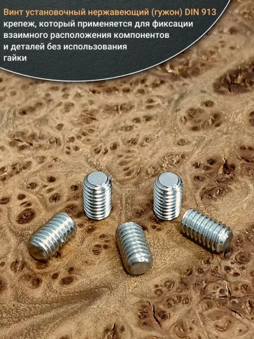 Винт установочный нержавеющий М6х10 DIN913 (гужон), 50 шт. фото 4
