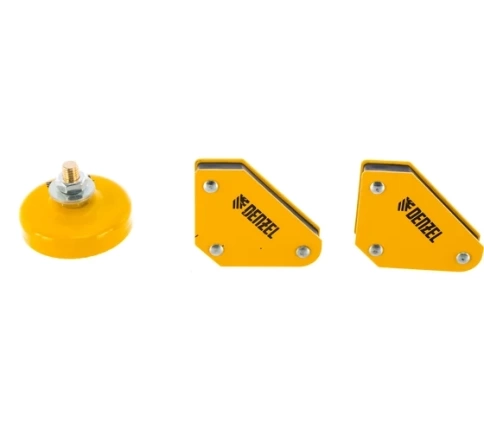 Набор из 2 фиксаторов магнитных для сварочных работ и магнитной клеммы "масса" Denzel фото 1