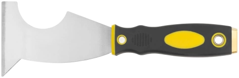 Шпатель многофункц. Профи, толщ.лезвия 1 мм, 2-хкомп.ручка с метал.бойком, усилен.сталь 75 мм фото 1