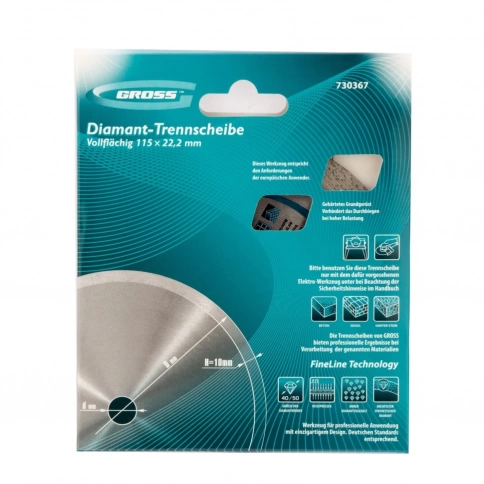 Диск алмазный сплошной мокрое резание 115х22,2 мм Gross фото 4