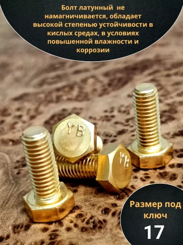 Болт латунный М10х20 DIN933,10 шт фото 3