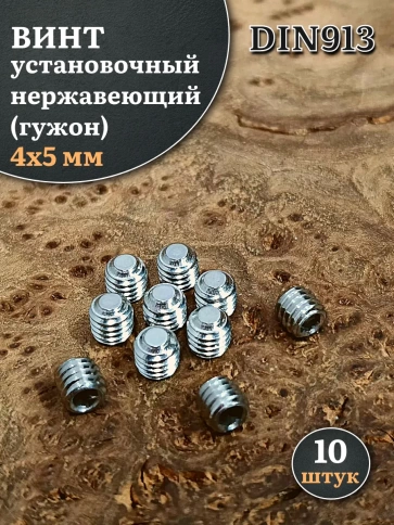 Винт установочный нержавеющий 4х5 DIN913 (гужон) фото 6