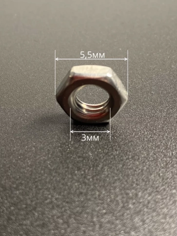 Гайка М3 шестигранная низкая нержавеющая DIN 439 , 10 шт. фото 2