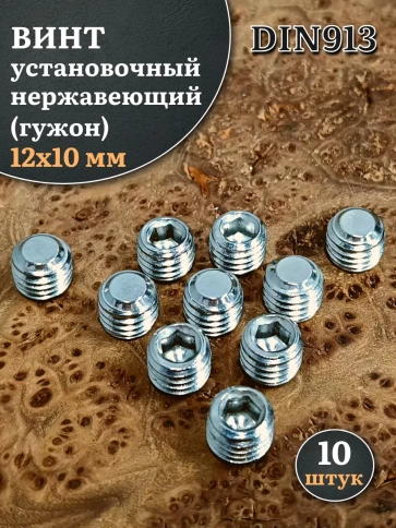Винт установочный нержавеющий 12х10 DIN913 (гужон) фото 1